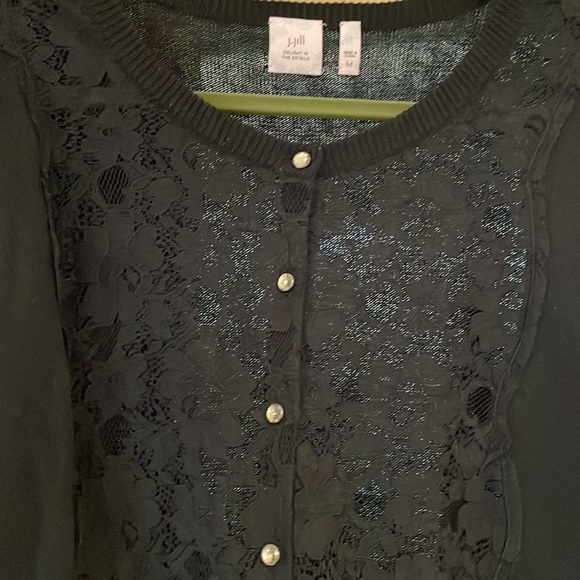 J. Jill lace front sweater with super shiny buttons - Picture 6 of 7